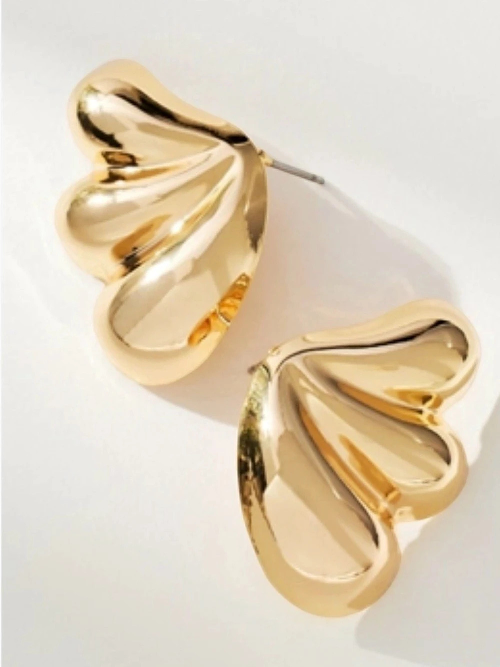 NEW Anthropologie Gold Wing Fanned Out 14K Gold Plated Earrings statement